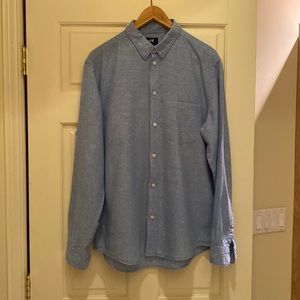 H&M blue linen (52%) shirt